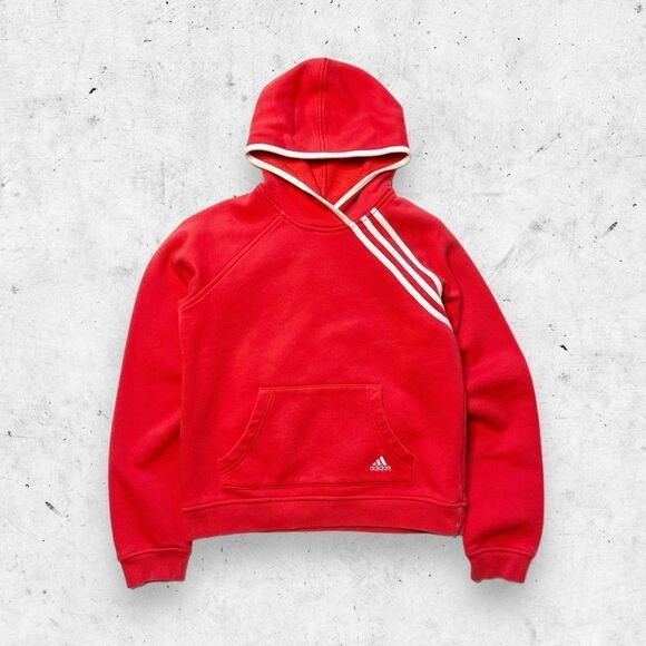 adidas Tops - Vtg Y2K adidas 3 Stripes Hoodie Sweatshirt, Soft Logo Salmon Peach, Workout, S